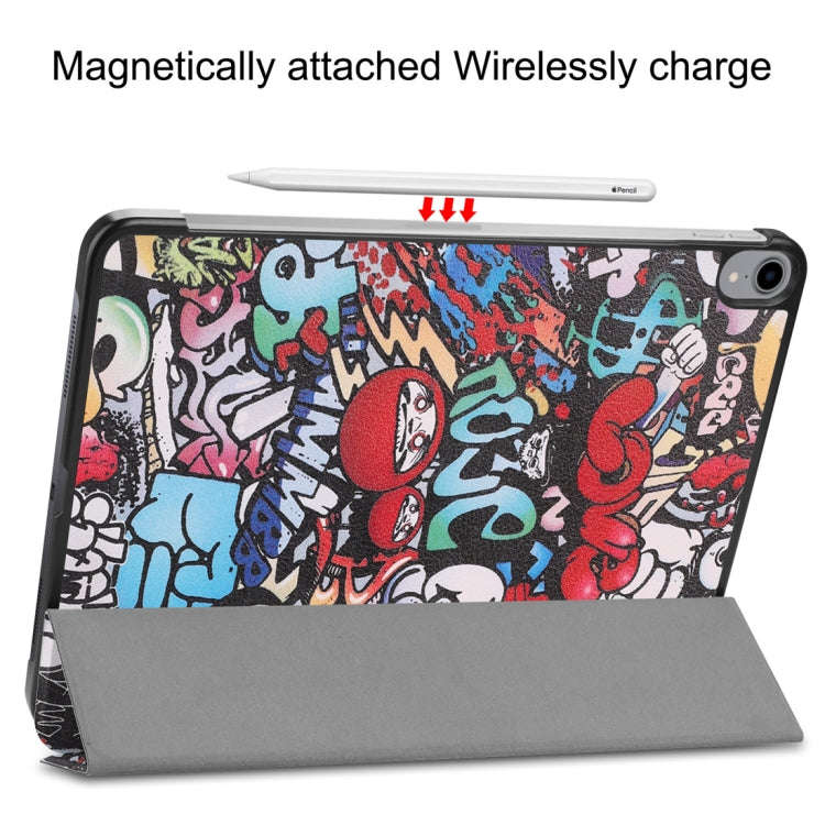 Horizontal Flip Graffiti Pattern Colored Painted Leather Case for iPad Pro 11 inch (2018), with T...