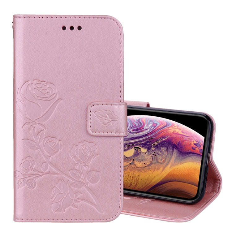 For iPhone XS Max Rose Embossed Horizontal Flip PU Leather Case with Holder & Card Slots & Wallet...