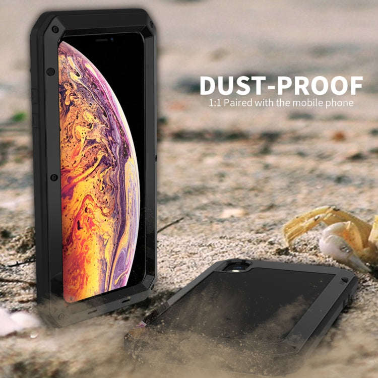 For iPhone XS Max Waterproof Dustproof Shockproof Aluminum Alloy + Tempered Glass + Silicone Case...