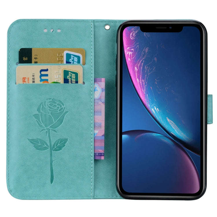 For iPhone XR Rose Embossed Horizontal Flip PU Leather Case,  with Holder & Card Slots & Wallet, ...