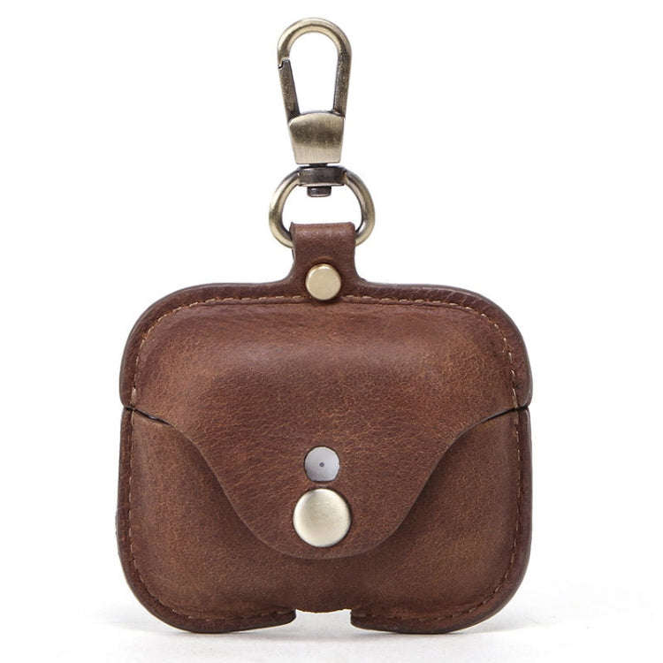 CF1108 For AirPods Pro Crazy Horse Texture Earphone Protective Leather Case with Hook, For AirPod...