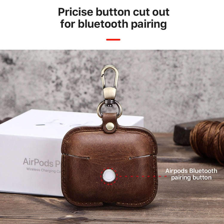 CF1108 For AirPods Pro Crazy Horse Texture Earphone Protective Leather Case with Hook, For AirPod...