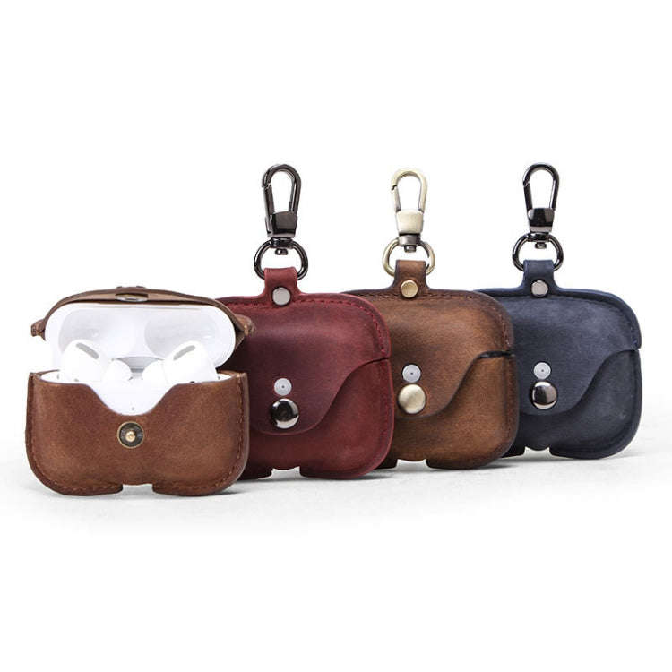 CF1108 For AirPods Pro Crazy Horse Texture Earphone Protective Leather Case with Hook, For AirPod...