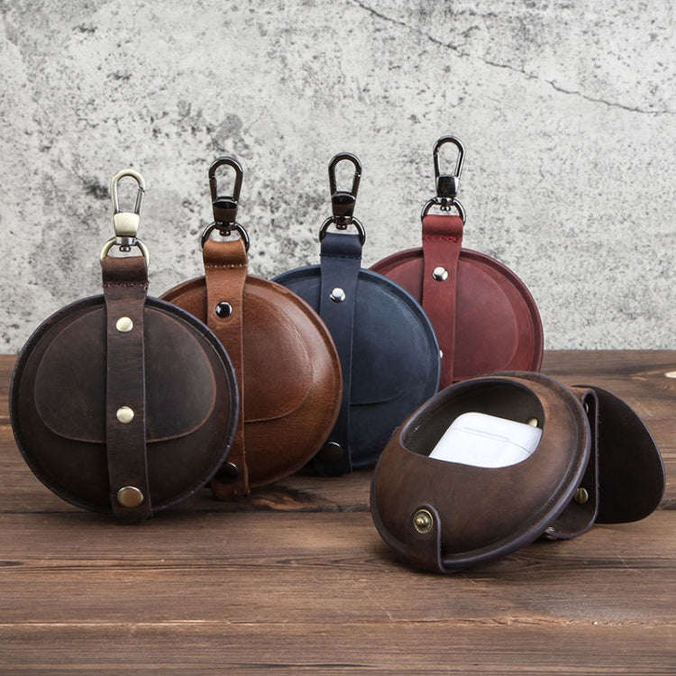 CF1042B For AirPods Pro Crazy Horse Texture Convenient Multifunction Earphone Protective Leather ...
