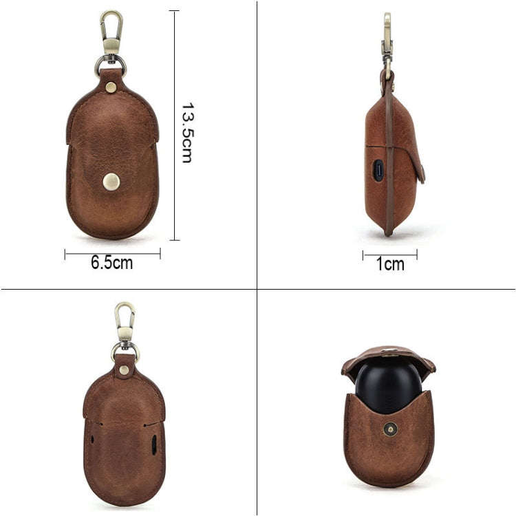 CF1109 For Galaxy Buds Crazy Horse Texture Clamshell Earphone Protective Leather Case with Hook, ...