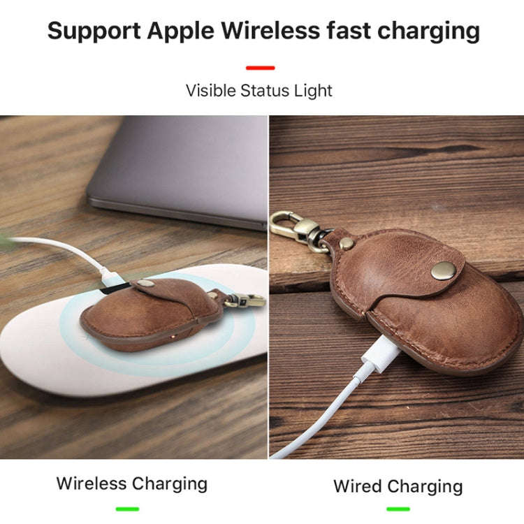 CF1109 For Galaxy Buds Crazy Horse Texture Clamshell Earphone Protective Leather Case with Hook, ...