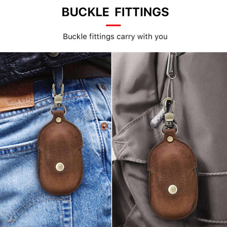 CF1109 For Galaxy Buds Crazy Horse Texture Clamshell Earphone Protective Leather Case with Hook, ...