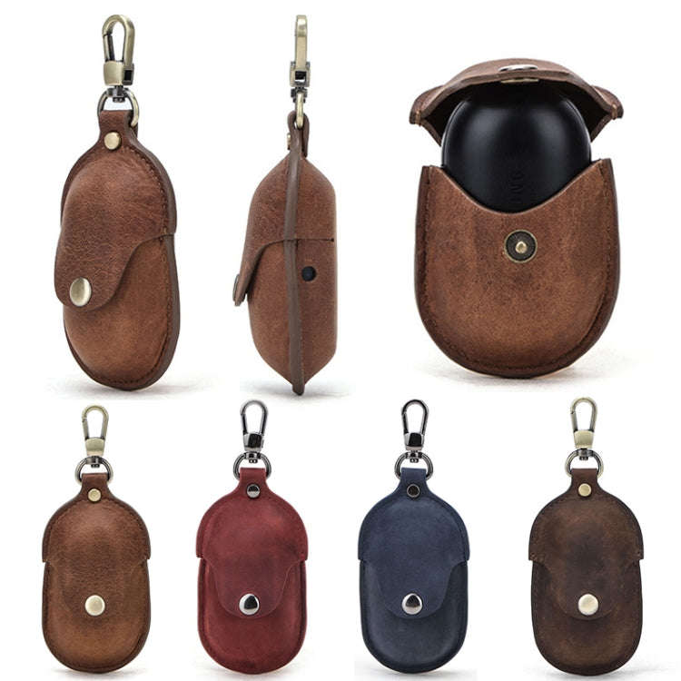 CF1109 For Galaxy Buds Crazy Horse Texture Clamshell Earphone Protective Leather Case with Hook, ...