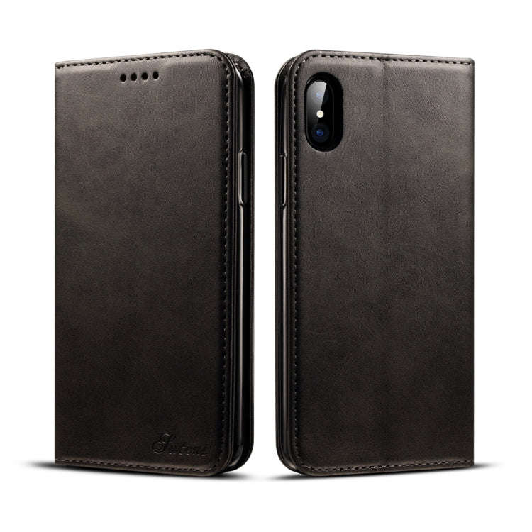 For iPhone X / XS Suteni Calf Texture Horizontal Flip Leather Case with Holder & Card Slots & Wal...
