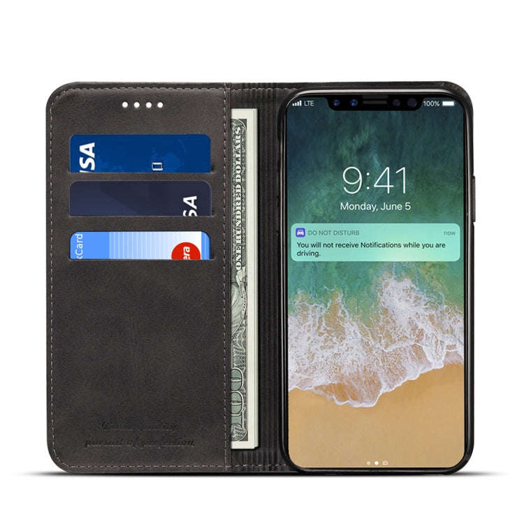 For iPhone X / XS Suteni Calf Texture Horizontal Flip Leather Case with Holder & Card Slots & Wal...