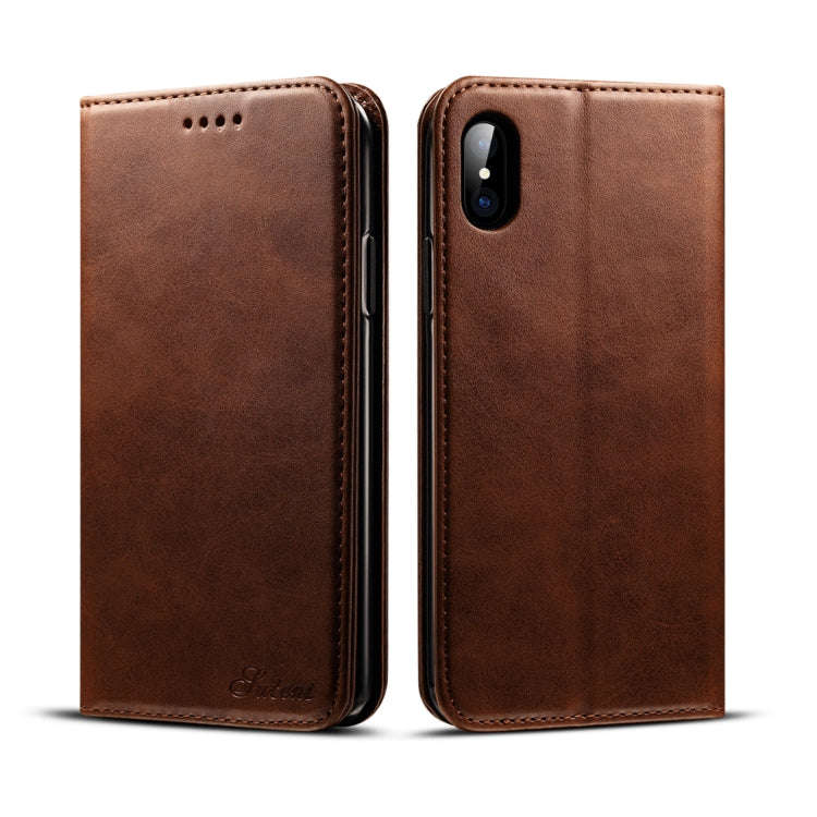For iPhone X / XS Suteni Calf Texture Horizontal Flip Leather Case with Holder & Card Slots & Wal...