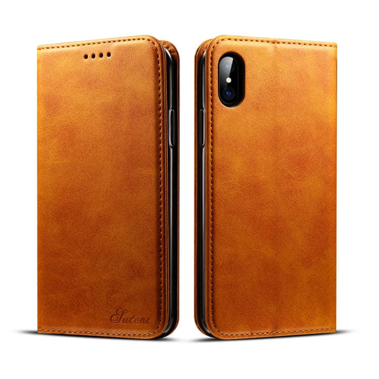 For iPhone X / XS Suteni Calf Texture Horizontal Flip Leather Case with Holder & Card Slots & Wal...
