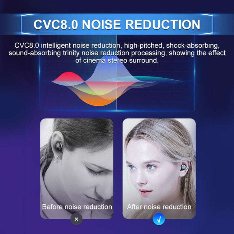 F9-8 TWS CVC8.0 Noise Cancelling Touch Mini Bluetooth Earphone with Charging Box, Support Three-s...