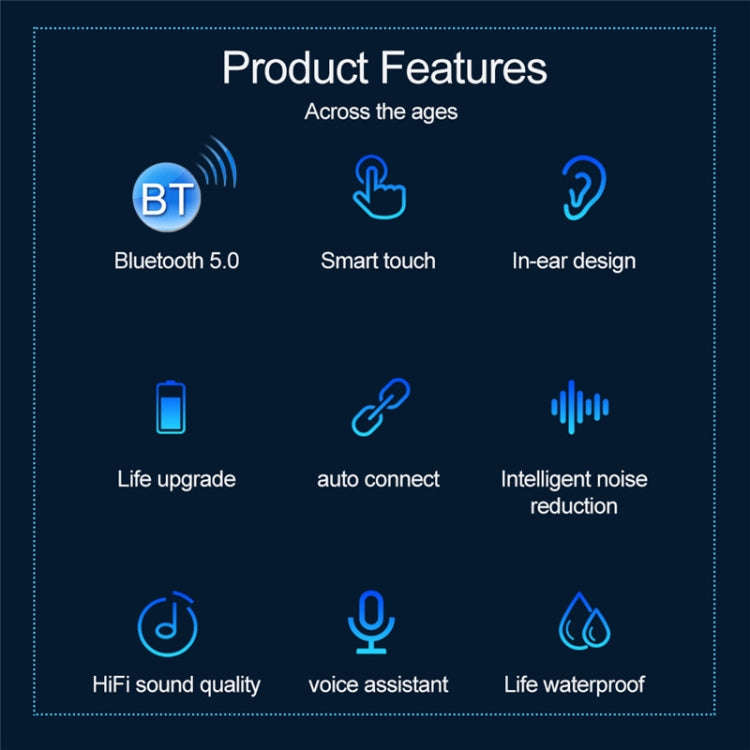 F9-9 TWS CVC8.0 Noise Cancelling Bluetooth Earphone with Charging Box, Support Touch Lighting Eff...
