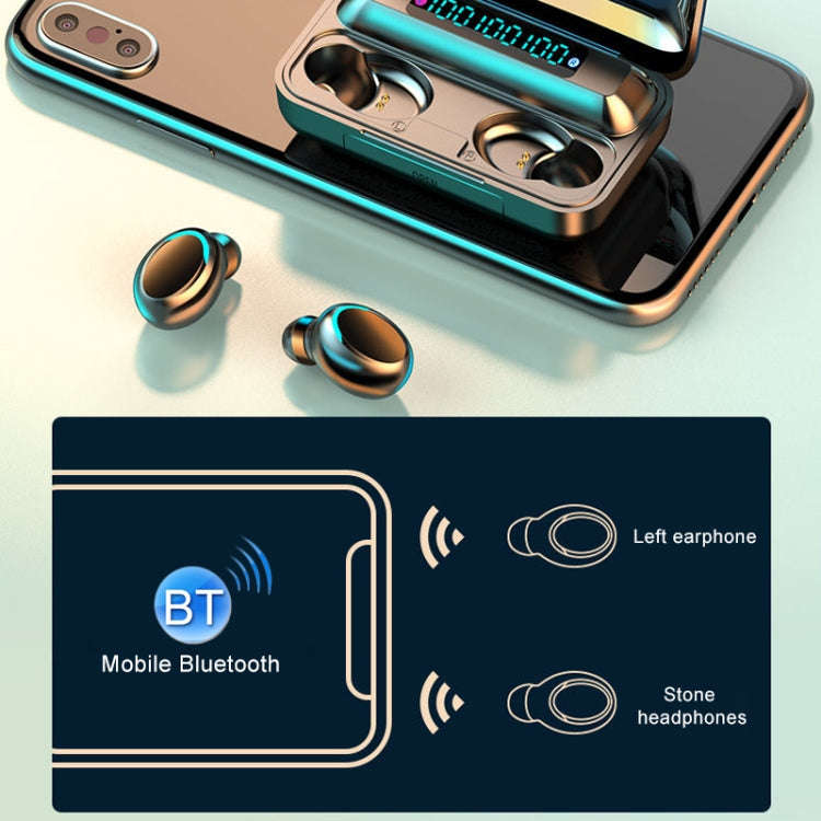 F9-5C Four-bar Breathing Light + Digital Display Noise Reduction Bluetooth Earphone with Hand Str...