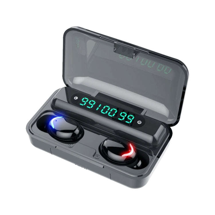 F9-5C Three-screen Digital Display Noise Reduction Bluetooth Earphone, F9-5C without Strap Black