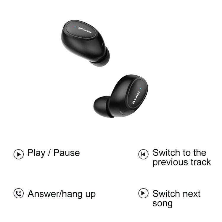 awei T6 TWS Bluetooth V5.0 Ture Wireless Sports Headset with Charging Case