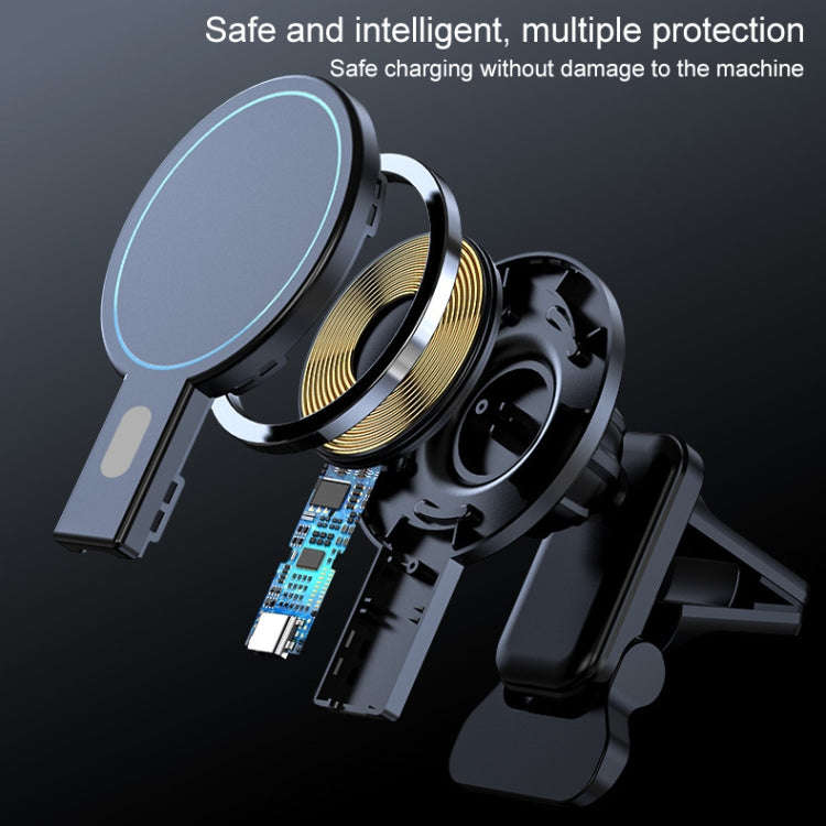 K07 15W Max Output Magnetic Car Air Outlet Bracket Wireless Charger, K07