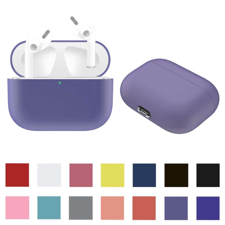 For AirPods Pro Solid Color Silicone Earphone Protective Case, Yellow, Pink, Grey, Light Purple, ...