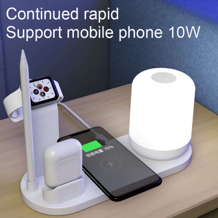 WS6 10W 2 USB Ports + USB-C / Type-C Port Multi-function Desk Lamp + Qi Wireless Charging Charger