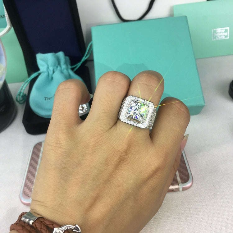 Fashion Full Rhinestone Micro-insert Silver Ring, US Size: 10, Diameter: 19.9mm, Perimeter: 62.4m...