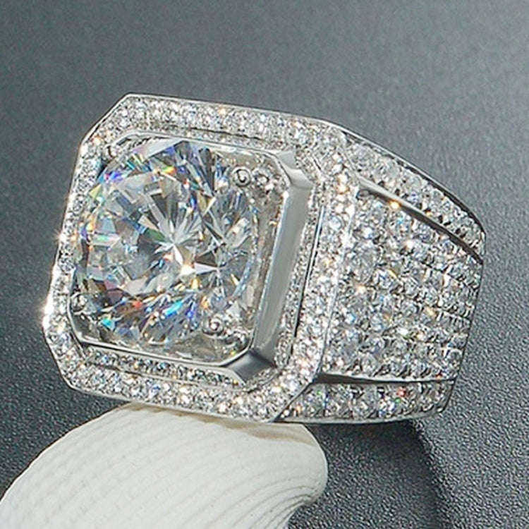 Fashion Full Rhinestone Micro-insert Silver Ring, US Size: 12, Diameter: 21.5mm, Perimeter: 67.5m...
