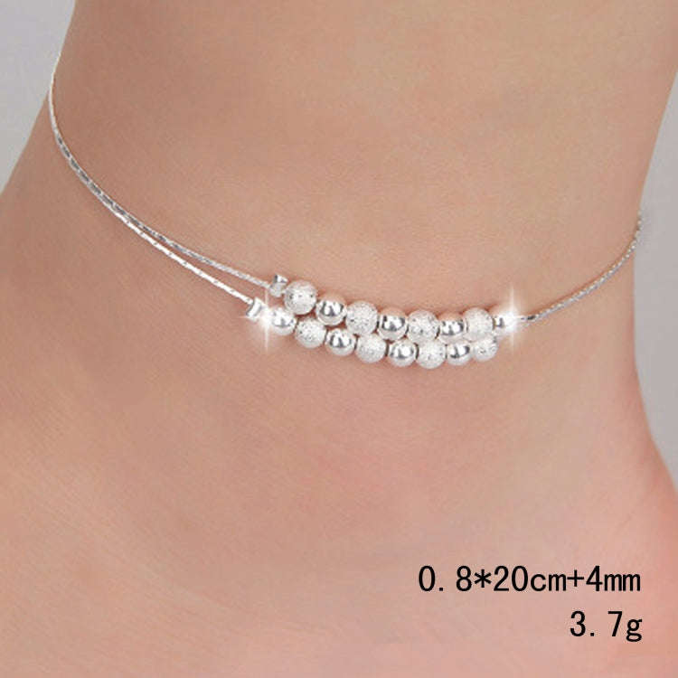 Simple Fashion Frosted Bead Personality Silver Plated Anklet(Silver)