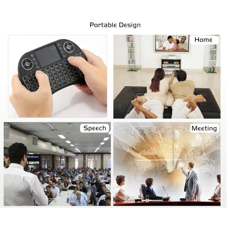 2.4GHz Mini i8 Wireless QWERTY Keyboard with Colorful Backlight & Touchpad & Multimedia Control f...