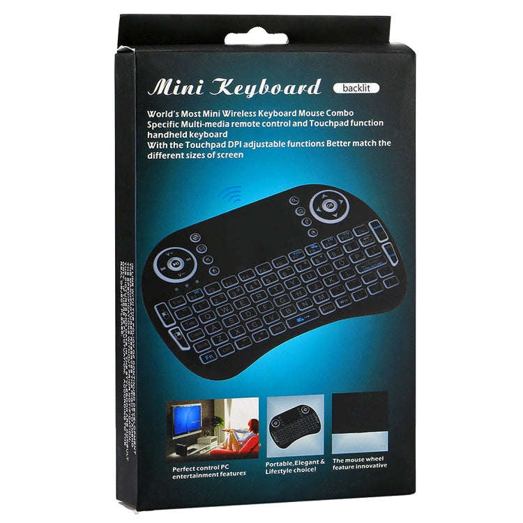 2.4GHz Mini i8 Wireless QWERTY Keyboard with Colorful Backlight & Touchpad & Multimedia Control f...