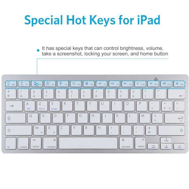 WB-8022 Ultra-thin Wireless Bluetooth Keyboard for iPad, Samsung, Huawei, Xiaomi, Tablet PCs or S...