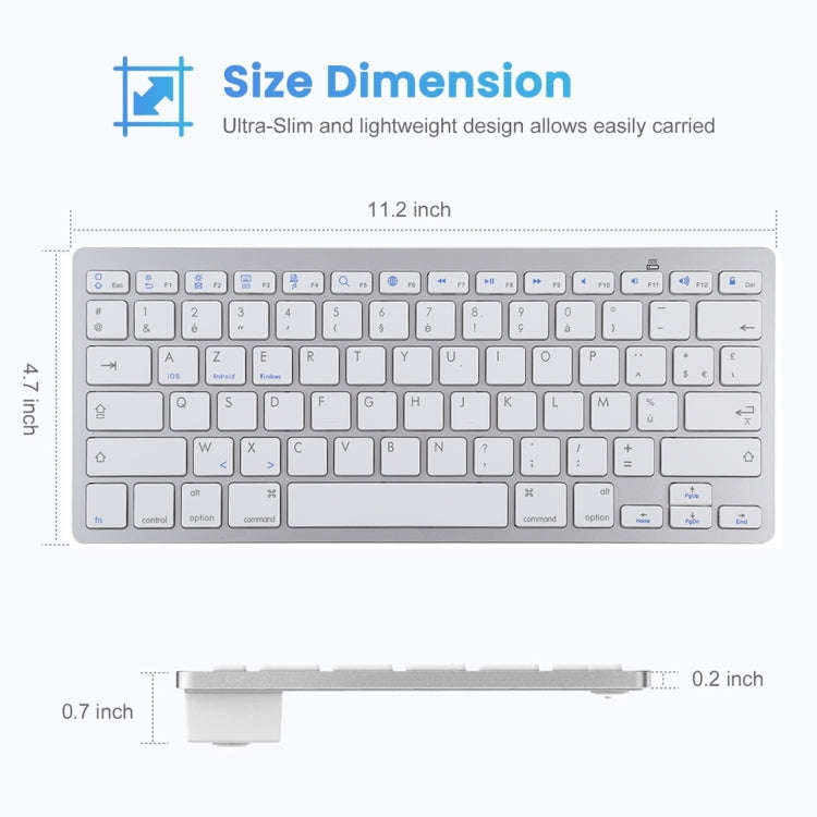 WB-8022 Ultra-thin Wireless Bluetooth Keyboard for iPad, Samsung, Huawei, Xiaomi, Tablet PCs or S...