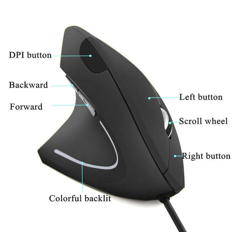CM0093 Wired Version 2.4GHz Three-button Vertical Mouse for Left-hand, Resolution: 1000DPI / 1200...