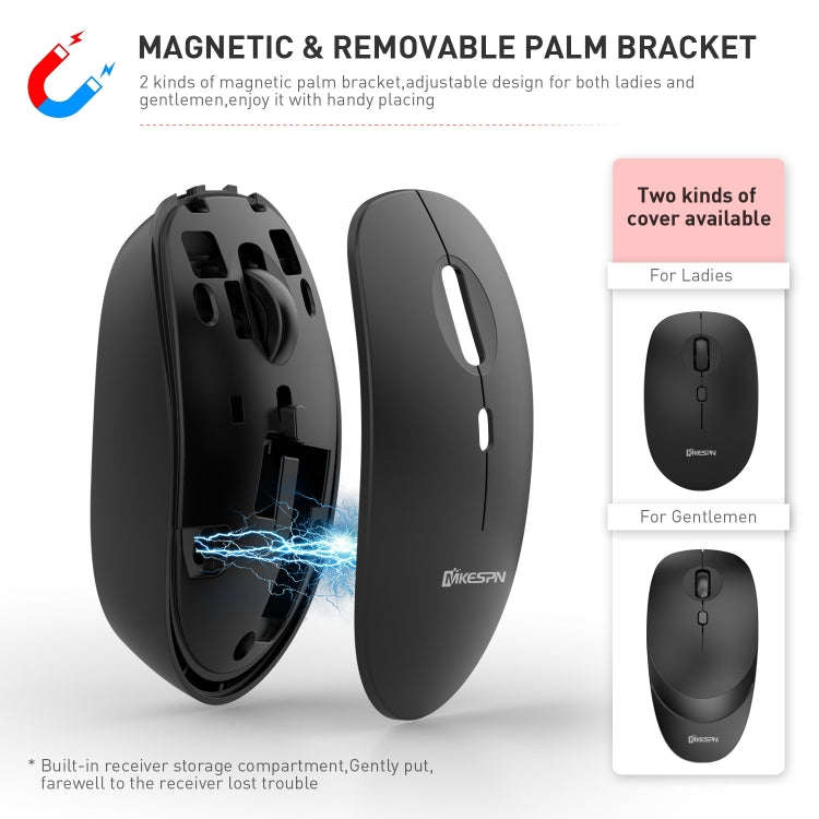 MKESPN 859 2.4G+BT5.0+BT3.0 Three Modes Wireless Mouse, 2.4G+BT5.0+BT3.0