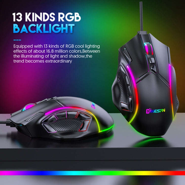 MKESPN X15 Full Speed 12800DPI 12 Buttons Macro Definition RGB Wired Mouse, x15