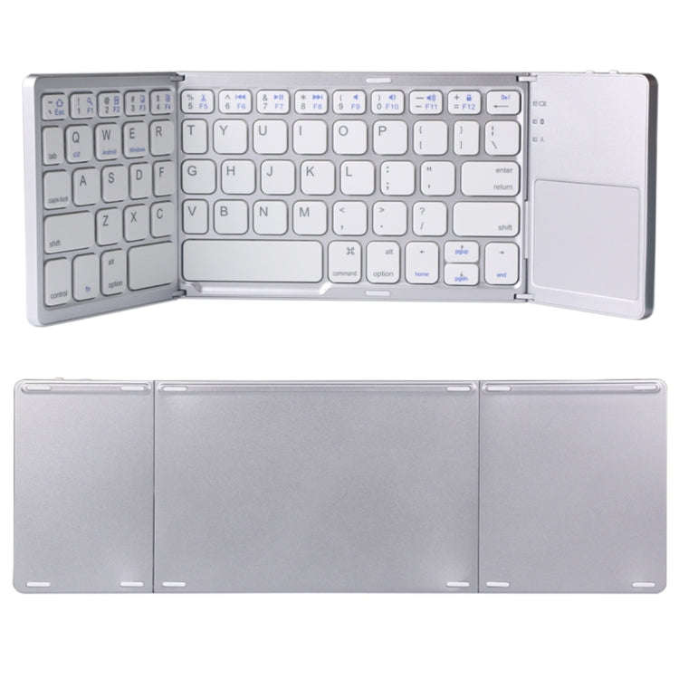 B033 Rechargeable 3-Folding 64 Keys Bluetooth Wireless Keyboard with Touchpad, 3-Folding 64 Keys ...