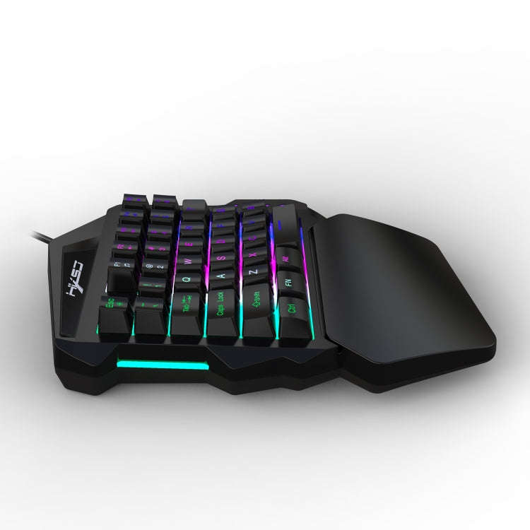 HXSJ V100 Universal One-hand 35-Keys Mechanical Blue Axis Seven-color Backlight Wired Gaming Keyb...