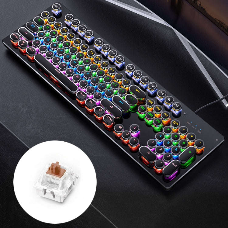 YINDIAO Electroplating Punk Mixed Light USB Mechanical Gaming Wired Keyboard, Tea Shaft, Electrop...