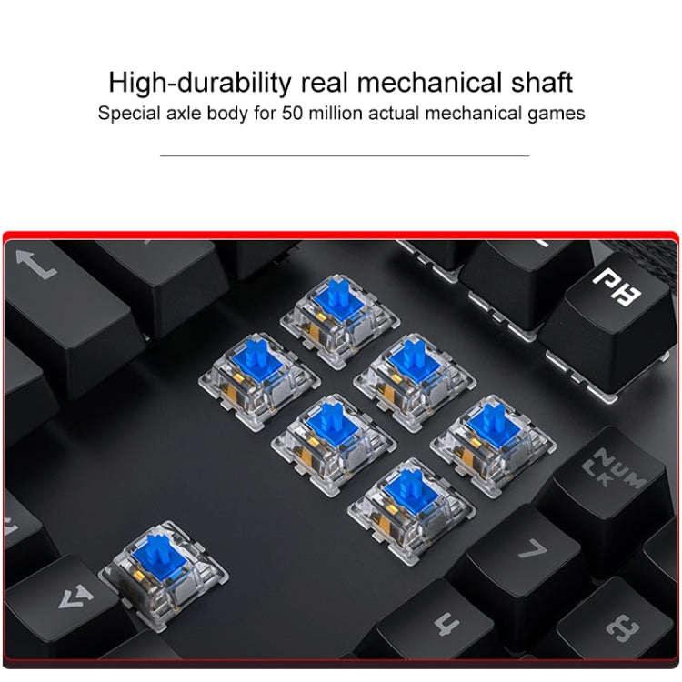 YINDIAO Electroplating Punk Mixed Light USB Mechanical Gaming Wired Keyboard, Tea Shaft, Electrop...
