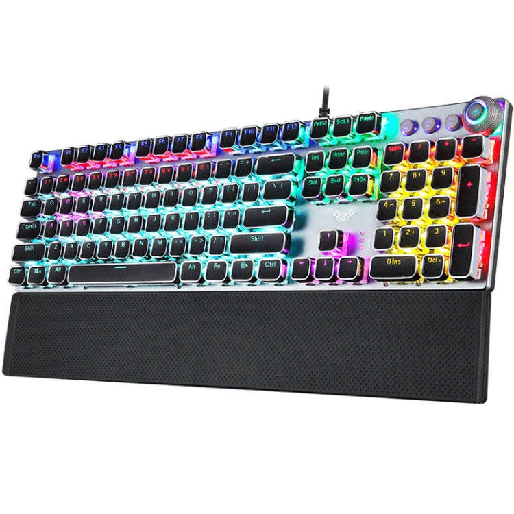 AULA F2088 108 Keys Mixed Light Plating Punk Mechanical Blue Switch Wired USB Gaming Keyboard wit...