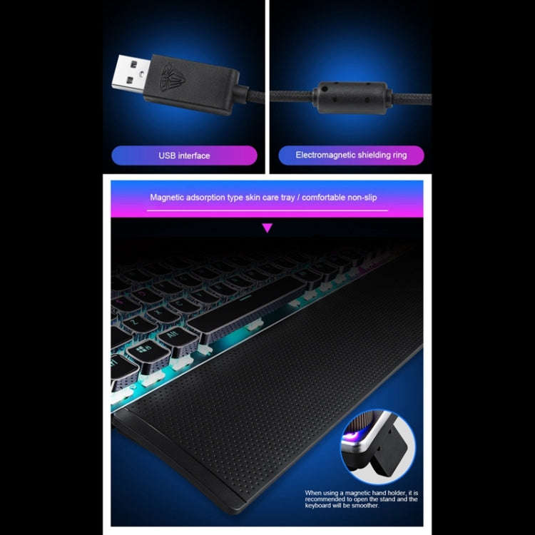 AULA F2088 108 Keys Mixed Light Plating Punk Mechanical Blue Switch Wired USB Gaming Keyboard wit...