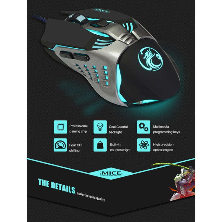 iMICE V5 USB 7 Buttons 4000 DPI Wired Optical Colorful Backlight Gaming Mouse for Computer PC Lap...