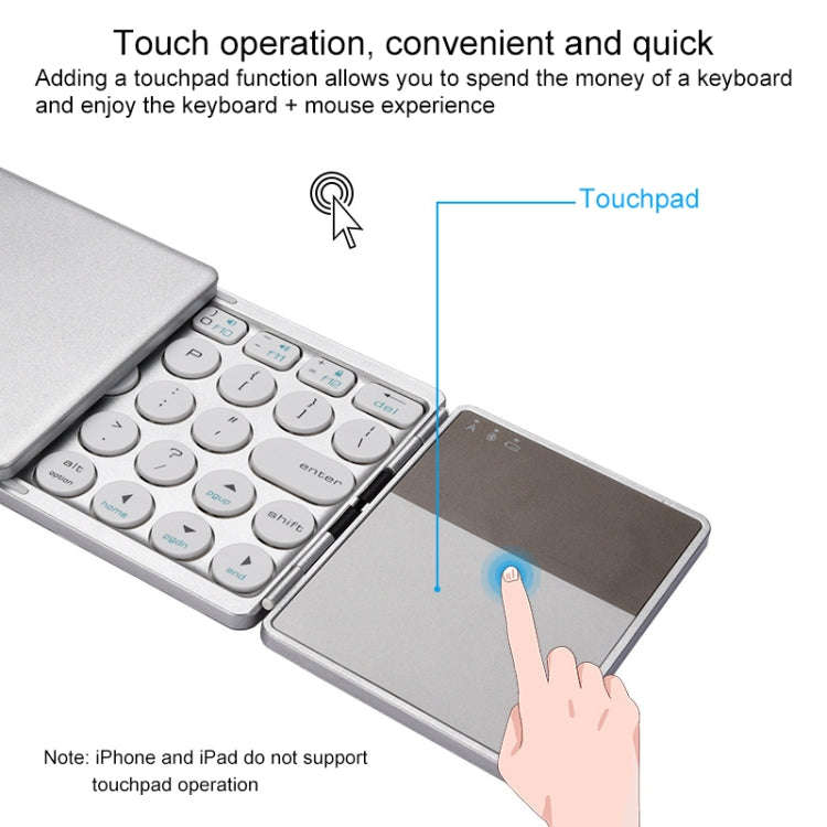 GK408 Three-fold Rechargeable Wireless Bluetooth Keyboard with Touchpad, Support Android / IOS / ...
