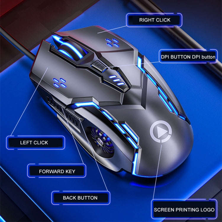 YINDIAO G5 3200DPI 4-modes Adjustable 6-keys RGB Light Silent Wired Gaming Mouse, G5 Silent Ver. ...
