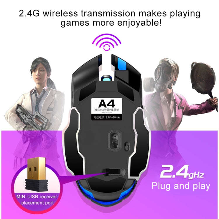 YINDIAO A4 2.4GHz 1600DPI 3-modes Adjustable Rechargeable Wireless Silent Gaming Mouse (Star Blac...