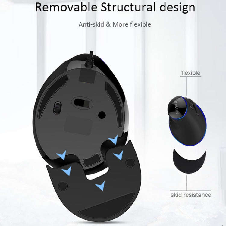 DELUX M618 Plus Wired Blue Version Optical Mouse Ergonomic Vertical Mouse 1600DPI, 1600DPI Wired