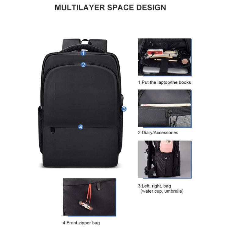 Polyester Laptop Backpack for Below 15 inch Laptops, with USB Interface Trunk Trolley Strap