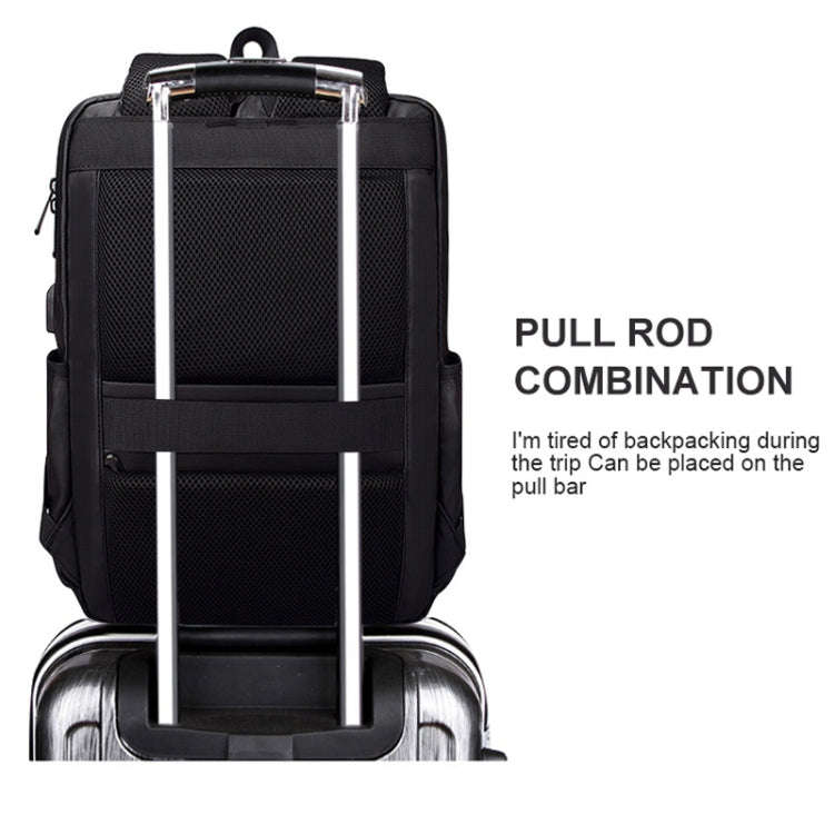 Polyester Laptop Backpack for Below 15 inch Laptops, with USB Interface Trunk Trolley Strap
