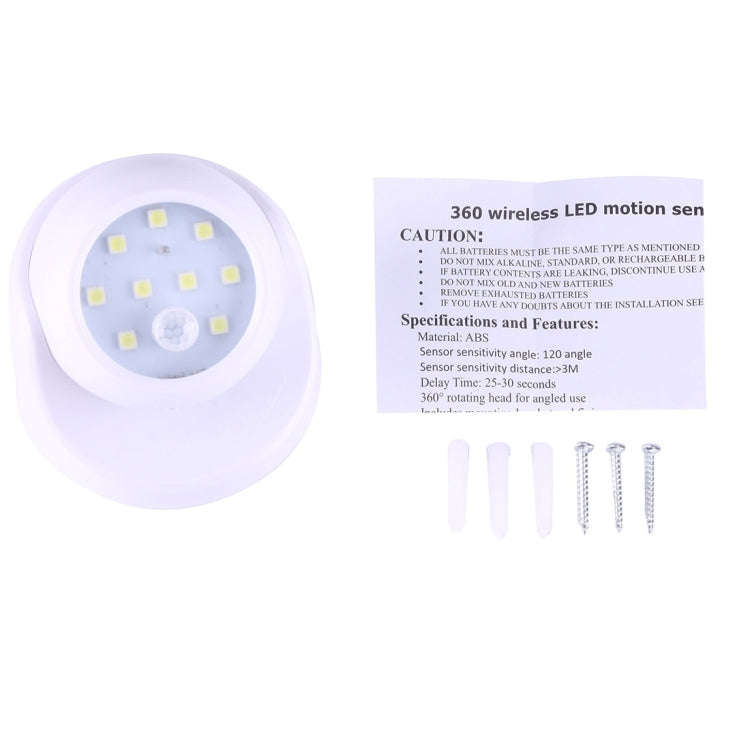 9 LEDs 240 LM 6000K 360 Degrees Rotation Wireless Motion Sensor Wardrobe Light / Night Light / Wa...