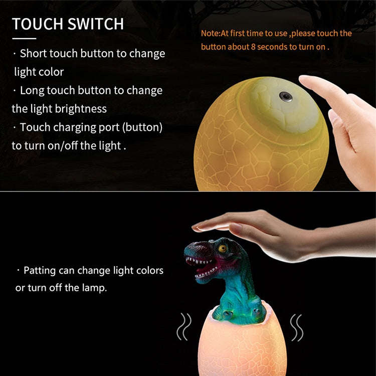 Tyrannosaurus Shape Creative Touch 3D Decorative Night Light, 3-color Patting Version, Tyrannosaurus