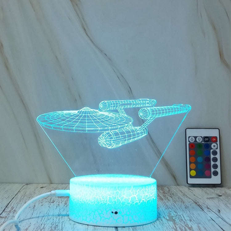 Spaceship Shape Creative Crack Touch Dimming 3D Colorful Decorative Night Light with Remote Contr...